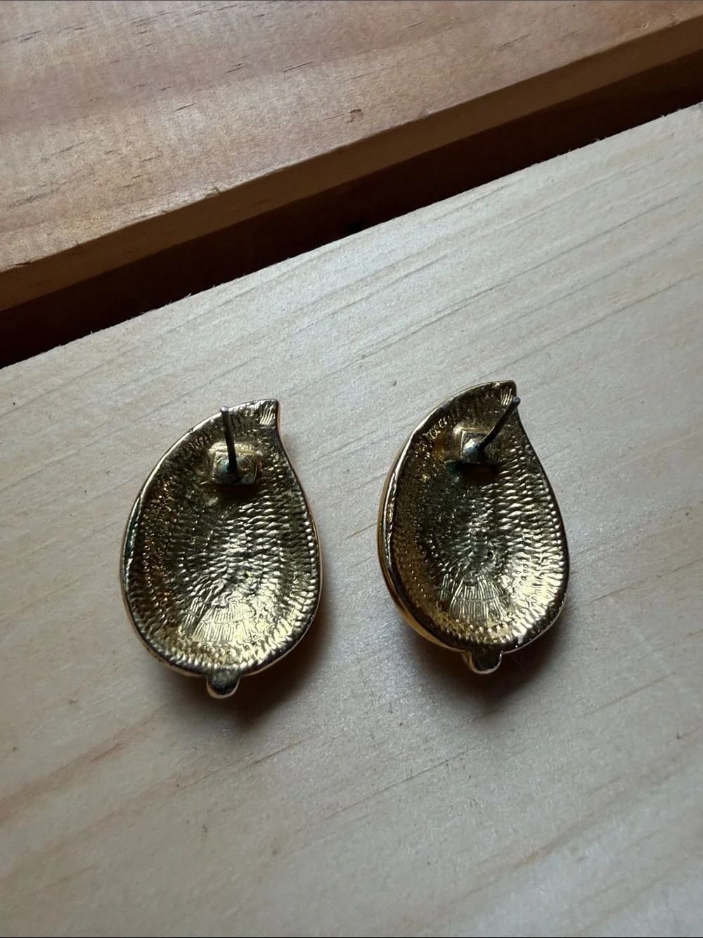 Vintage 1960s Gold & Silver Tone Clear Crystal Pave Leaf Postback Earrings